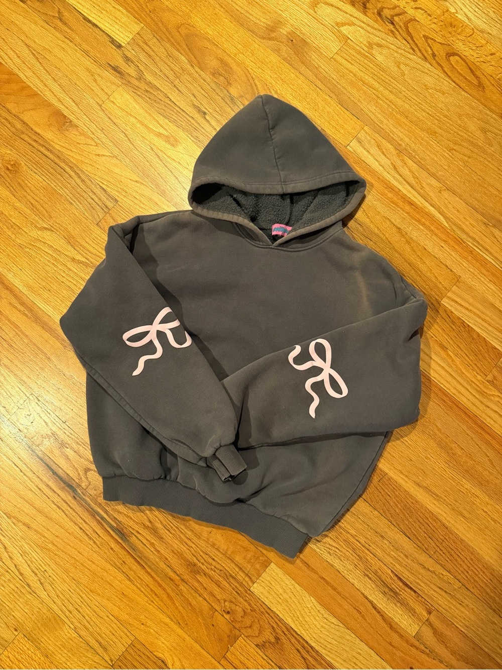Edikted Charcoal Hoodie with Pink & Teal Logo Tag
